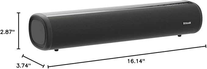 HDMI Sound Bar for Smart TV, Small TV Sound Bar Speakers, Optical/HDMI/Aux/Coax/USB/Bluetooth Connection for TV, PC, Projectors, Includes Remote Control, 16 inch