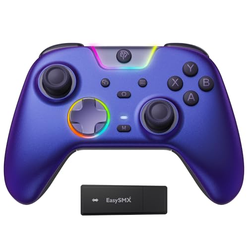 EasySMX X05Pro Wireless Controller for PC – Ergonomic Skin-Like Grip, Quiet-Touch Low-Noise Buttons, Dual-Mode Impulse Triggers, Hall Joysticks, 2 Programmable Buttons, RGB, 1000mAh Battery – PC/Switch/Android/iOS