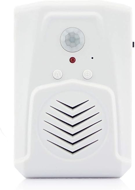 Infrared Motion Sensor Activated Sound Speaker Built with Microphone Record one Voice for Shop Sale, Garage Door Alert, Greeting Visitor Door Chime, Security Reminder