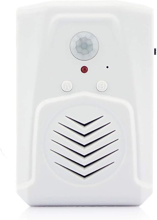 Infrared Motion Sensor Activated Sound Speaker Built with Microphone Record one Voice for Shop Sale, Garage Door Alert, Greeting Visitor Door Chime, Security Reminder