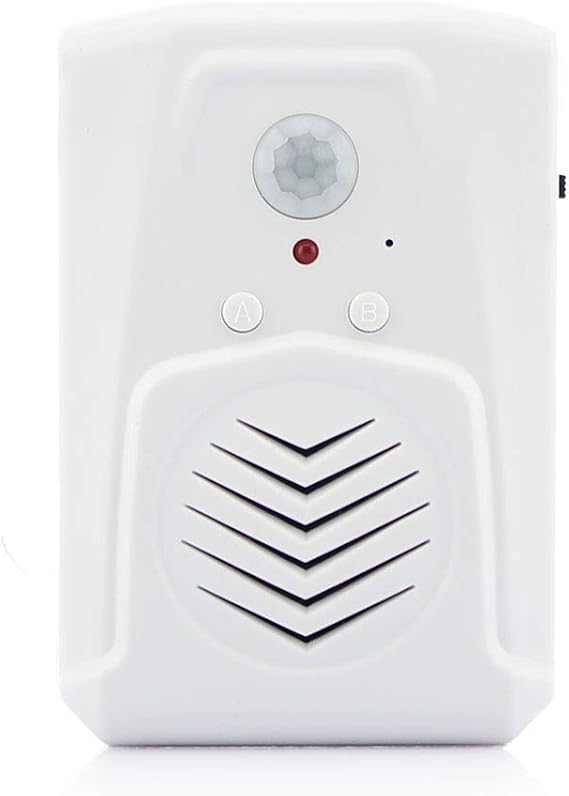 Infrared Motion Sensor Activated Sound Speaker Built with Microphone Record one Voice for Shop Sale, Garage Door Alert, Greeting Visitor Door Chime, Security Reminder