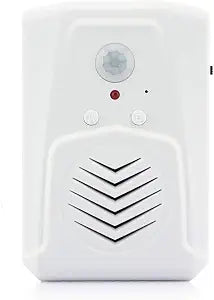 Infrared Motion Sensor Activated Sound Speaker Built with Microphone Record one Voice for Shop Sale, Garage Door Alert, Greeting Visitor Door Chime, Security Reminder