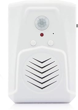 Infrared Motion Sensor Activated Sound Speaker Built with Microphone Record one Voice for Shop Sale, Garage Door Alert, Greeting Visitor Door Chime, Security Reminder