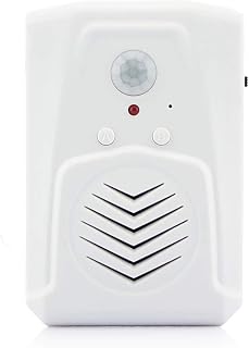 Infrared Motion Sensor Activated Sound Speaker Built with Microphone Record one Voice for Shop Sale, Garage Door Alert, Greeting Visitor Door Chime, Security Reminder
