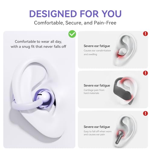 Clip-On Earbuds M79 Open Ear Ear Buds Wireless Headphones(Purple)