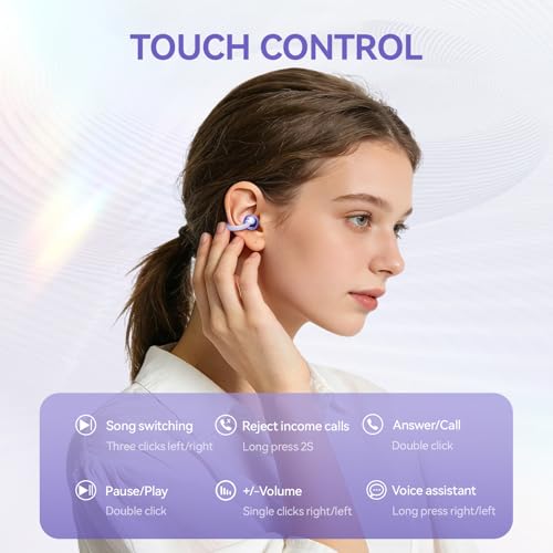 Clip-On Earbuds M79 Open Ear Ear Buds Wireless Headphones(Purple)