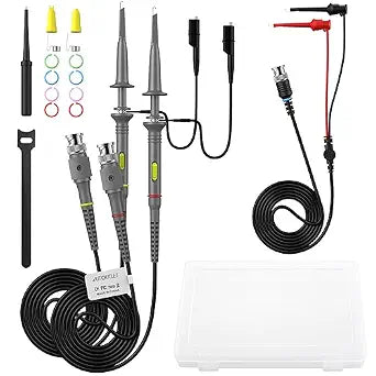 AUTOUTLET 2Pcs P6100 100MHz Universal Oscilloscope Probe,10:1 and 1:1 Switchable Oscilloscope Clip Probes with BNC to Minigrabber Test Lead Kit