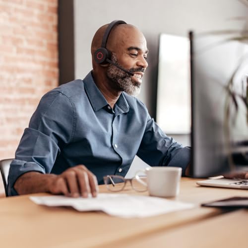 Jabra Evolve 65 TE (Third Edition) Wireless Headphones - Noise-Canceling Mic, 16 hrs Battery Life, Connectivity, Works with All UC Platforms Like Zoom & Google Meet, Black