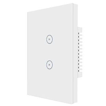Jinvoo 2gang Smart Touch Light Switch No Neutral Wire Required (White 1pc)