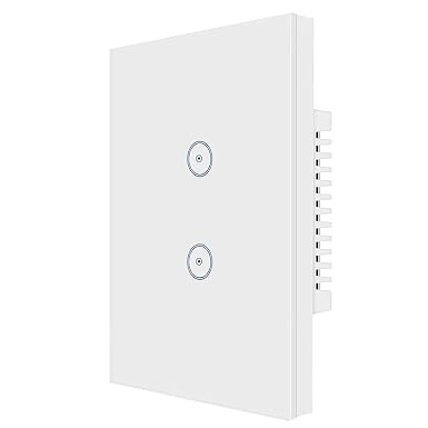 Jinvoo 2gang Smart Touch Light Switch No Neutral Wire Required (White 1pc)