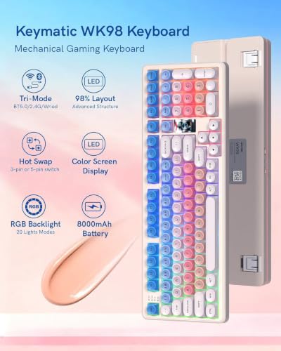 Keymatic WK98 Foundation Mechanical Keyboard, Pink Creamy Gaming Keyboard - Image 3