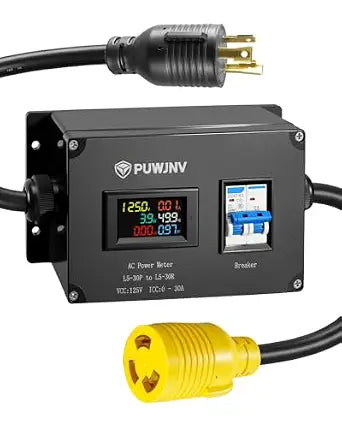 30A AC Power Meter, 125V L5-30P to L5-30R Outlet Energy Monitor