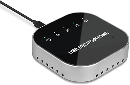 Bluetooth Conference Speaker and Microphone, Bluetooth Speakerphone for Small Meeting Room，Wireless Conference Speaker 360°Voice Pick up with Noise Cancellation Mics for Computer/Laptop