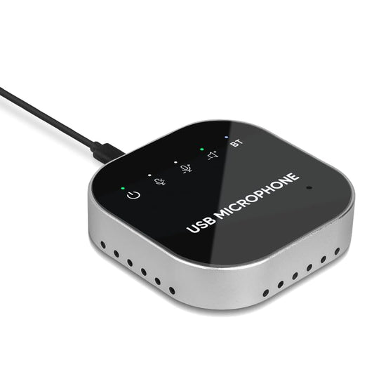 Bluetooth Conference Speaker and Microphone, Bluetooth Speakerphone for Small Meeting Room，Wireless Conference Speaker 360°Voice Pick up with Noise Cancellation Mics for Computer/Laptop