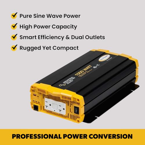 Go Power 1000 Watt Industrial Pure Sine Wave Inverter, 12V to 120V AC