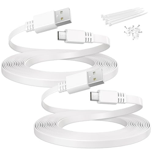 Itramax Flat USB A to Micro USB Power Extension Cable 30FT/9M 2Pack,White