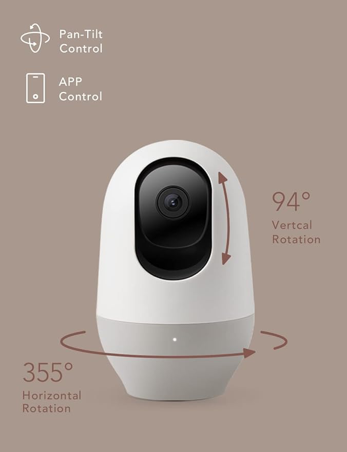 nooie Baby Monitor, WiFi Pet Camera Indoor, 360-degree Wireless IP Camera, 2K Home Security Camera, Motion Tracking, Super IR Night Vision, Works with Alexa, Two-Way Audio, Motion & Sound Detection