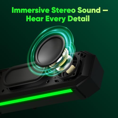 INGA Computer Speakers with Mic, Game & Music Modes, USB Soundbar for PC