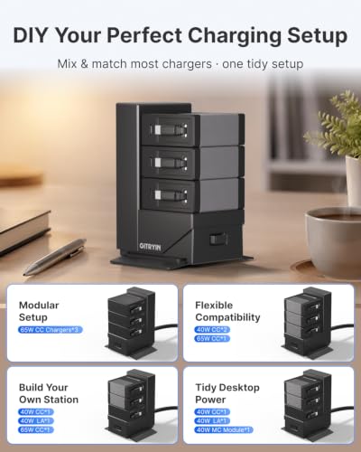 Gitryin Tower Charging Station for Nightstand, 120W Retractable Charger