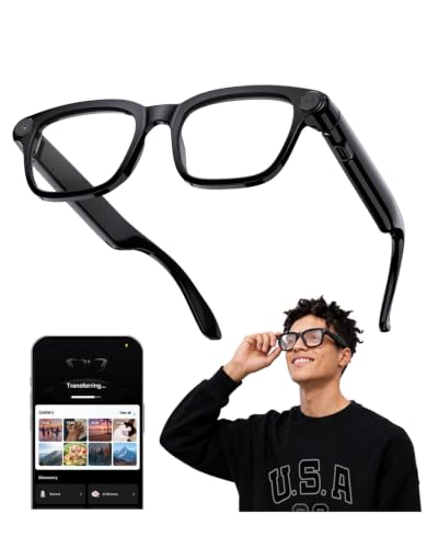 AI Smart Glasses with Camera, 4K POV Recording, Transparent Lens