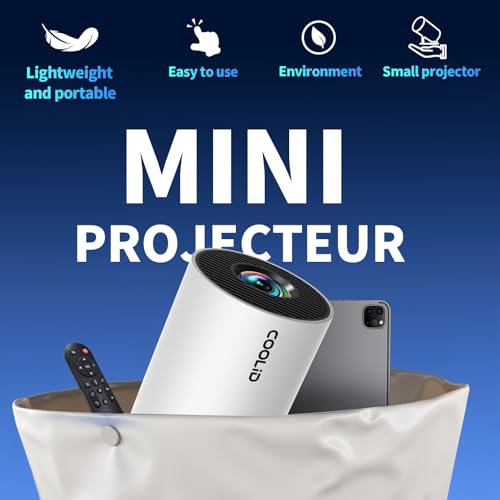 [Built-in Apps & 2026 Upgraded] Mini Projector Support 4K 1080P Auto Keystone 180° Rotatable with WiFi 6 and Bluetooth 5.4, Projector Portable Compatibile with HDMI/TV Stick/Memory Stick/Laptop-White