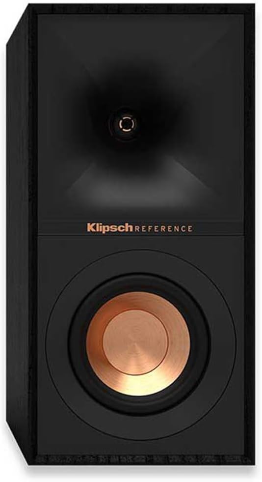 Klipsch Reference Next-Generation R-40M Horn-Loaded Bookshelf Speakers with 4” Spun-Copper Woofers for Best-in-Class Home Theater Sound in Black