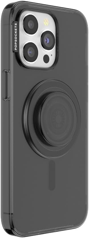 PopSockets iPhone 15 Pro Max Phone Case with MagSafe, Wireless Charging Compatible, Black - Translucent Black