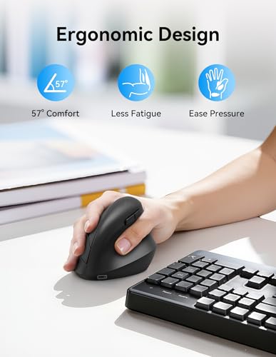 TECKNET Ergonomic Mouse, BT5.3/2.4G, Silent Wireless Vertical, Rechargeable