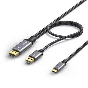 DisplayPort to USB C Cable with Power, 4K@60Hz DP to USB-C Adapter 6FT