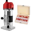 Palm Wood Router Tool, 110V 800W Wood Routers for Woodworking, 30000R/MIN Compact Edge Trimmer with 15 PCS 1/4" Router Bit Set