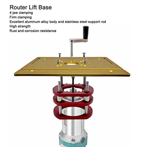 Router Base, Router Table Insert Plate Lifting System Base 4 Jaw Clamping DIY Tool for Woodworking Slotting Trimming Machines