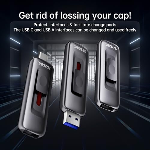 SSK USB Drive 128GB up to 550MB/s External SSD USB C+A 3.2 Thumb Drive