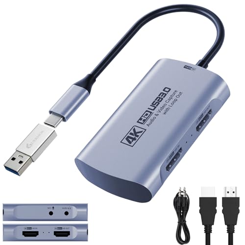 Guermok 4K@60FPS Capture Card for Streaming, 2K@120FPS USB3.0 HDMI Capture