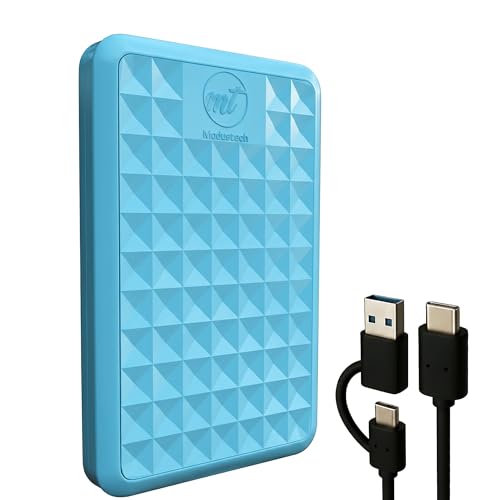Facet 500GB External Hard Drive Portable USB-C/USB 3.1 Plug & Play Ultra-Slim HDD Hard Drive for Backup, Gaming, PC, Mac, Laptop, PS4, Xbox, Smart TV (Blue)