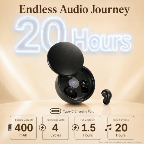 Mini Invisible Bluetooth Earbuds, Wireless for Small Ears (Black)