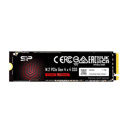 Silicon Power 1TB UD90 NVMe 4.0 Gen4 PCIe M.2 SSD R/W up to 5,000/4,800 MB/s (SP01KGBP44UD9005)