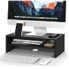 BONTEC Wooden Monitor Stand Riser for Desk, 2-Tier Computer Monitor Stand