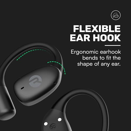 Raycon Essential Open Ear Earbuds – Open Ear Headphones, Earbuds Wireless Bluetooth, Sweat & Water-Resistant Earphones, Running Headphones with Ultra-Lightweight Design, 36 Hours Battery Life (Black)