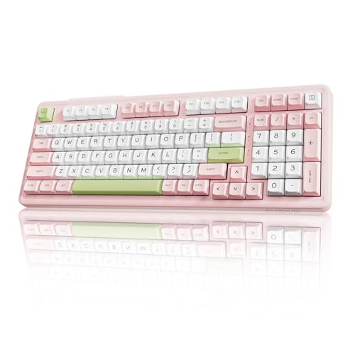 AUSDOM H98 Pink Creamy Mechanical Keyboard, 96% Silent Quiet Wireless Keyboard with Number Pad, Hot Swappable Gaming Keyboard 2.4G/BT/USB-C with RGB Backlit, 8000mAh Battery, 98 Keys for Mac/Win - Image 2