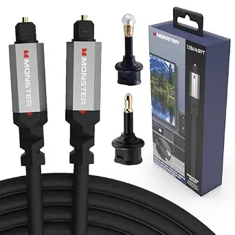 Monster Gen2 Essentials Digital Optical Audio Cable (Toslink, SPDIF), Fiber Optic Cable for TV, Soundbar & Home Theater System, Gold-Plated Connectors, 4.9ft