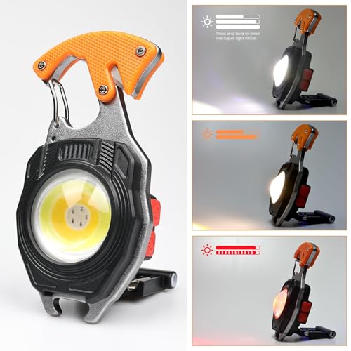 MAKDAK 2PC Keychain Flashlight Rechargeable Cob Keychain Work Light 7 Modes 1600Lumen High Lumen Flashlights for Emergencies,EDC