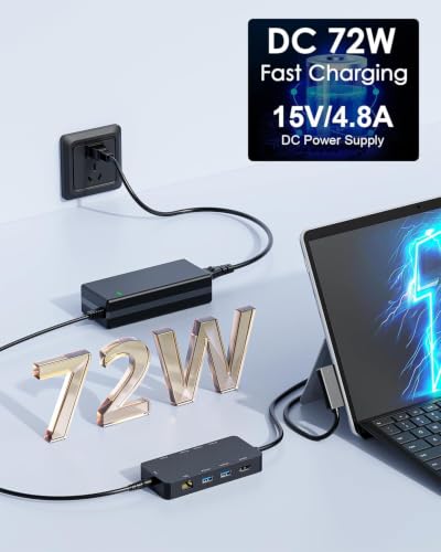 Surface Docking Station, 10-in-1 Dock for Microsoft Surface with 4K HDMI