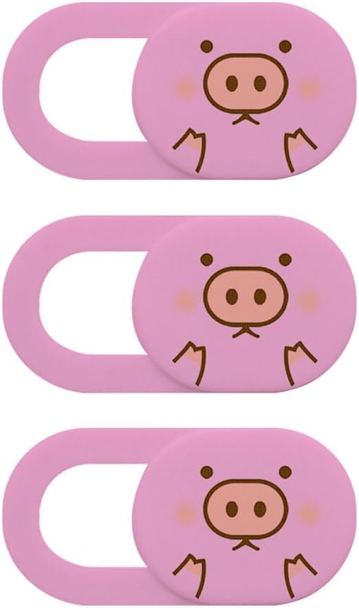 ARTIBETTER Privacy Protection Cover 3-Pack Cute Pink Pig Camera Privacy Covers for Laptops Pro Air Pc Webcam Slide to Open and Close Laptop Accessories