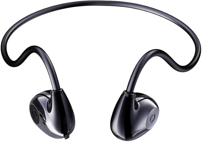 Open Ear Headphones Wireless Bluetooth, Air Conduction Headset Wireless Earbuds, Sports Headphones with HD Stereo Sound, Secure Fit Earhooks, 24H Playtime, Calling for Gym(Black)