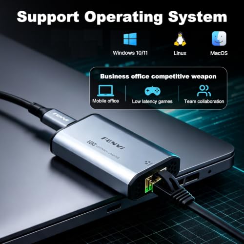 FENVI 10Gbps USB-C to RJ45 Ethernet Adapter with Realtek RTL8159 for PC