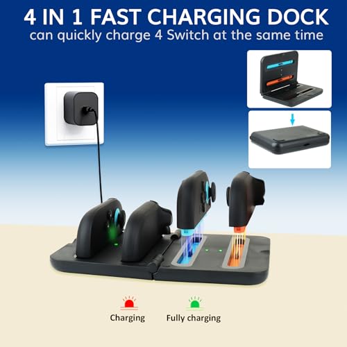 EOVOLA Accessories Kit for Nintendo Switch 2(2025), Bundle Set With Carrying Case& Screen Protector Joy Con Grips &Charger and Steering Wheels.