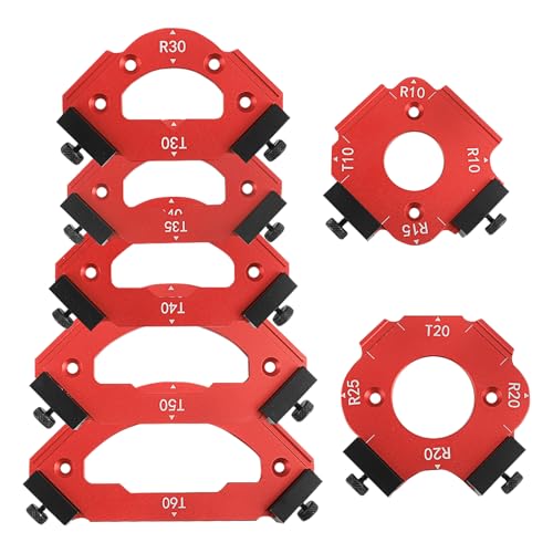 7 Pcs Router Corner Radius Jig Template Kit | 3-in-1 Aluminum Alloy Guide for R10 R15 R20 R25 R30 R35 R40 R50 R60 & T10 T20 T30 T35 T40 T50 T60 | Use with Handheld Router and Router Table