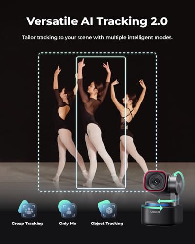OBSBOT Tiny 3 AI-Powered Spatial Audio 4K Webcam, AI Tracking PTZ Camera