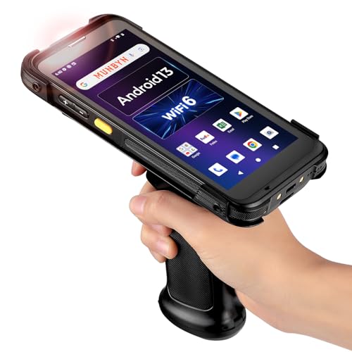 MUNBYN IPDA101P Upgraded Android 13 Barcode Scanner with Handle Grip, Wi-Fi 6 Handheld Mobile Computer PDA 5.5" Screen, Work with Zebra SE4710 Scanner Engine, GPS 1D/2D Inventory Scanner