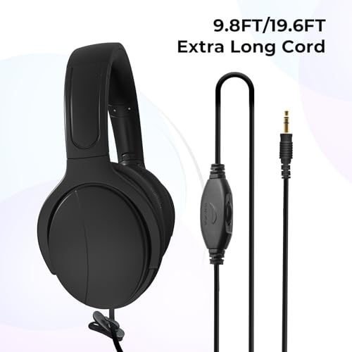 Long Cord TV Headphones for Seniors with Volume Control